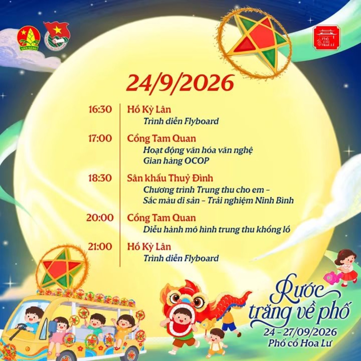 Lịch chương trình ngày 24/9/2026.